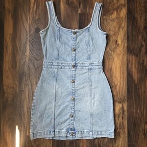 MICHAEL Michael Kors Light Blue Denim Tank Button-Front Mini Dress